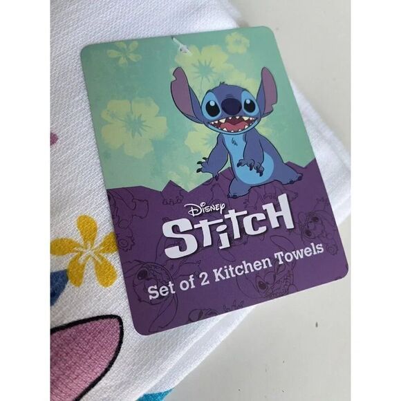 2 Pack Disney Lilo & Stitch Hand Kitchen Towels Floral Tropical Colorful NEW - Picture 2 of 6